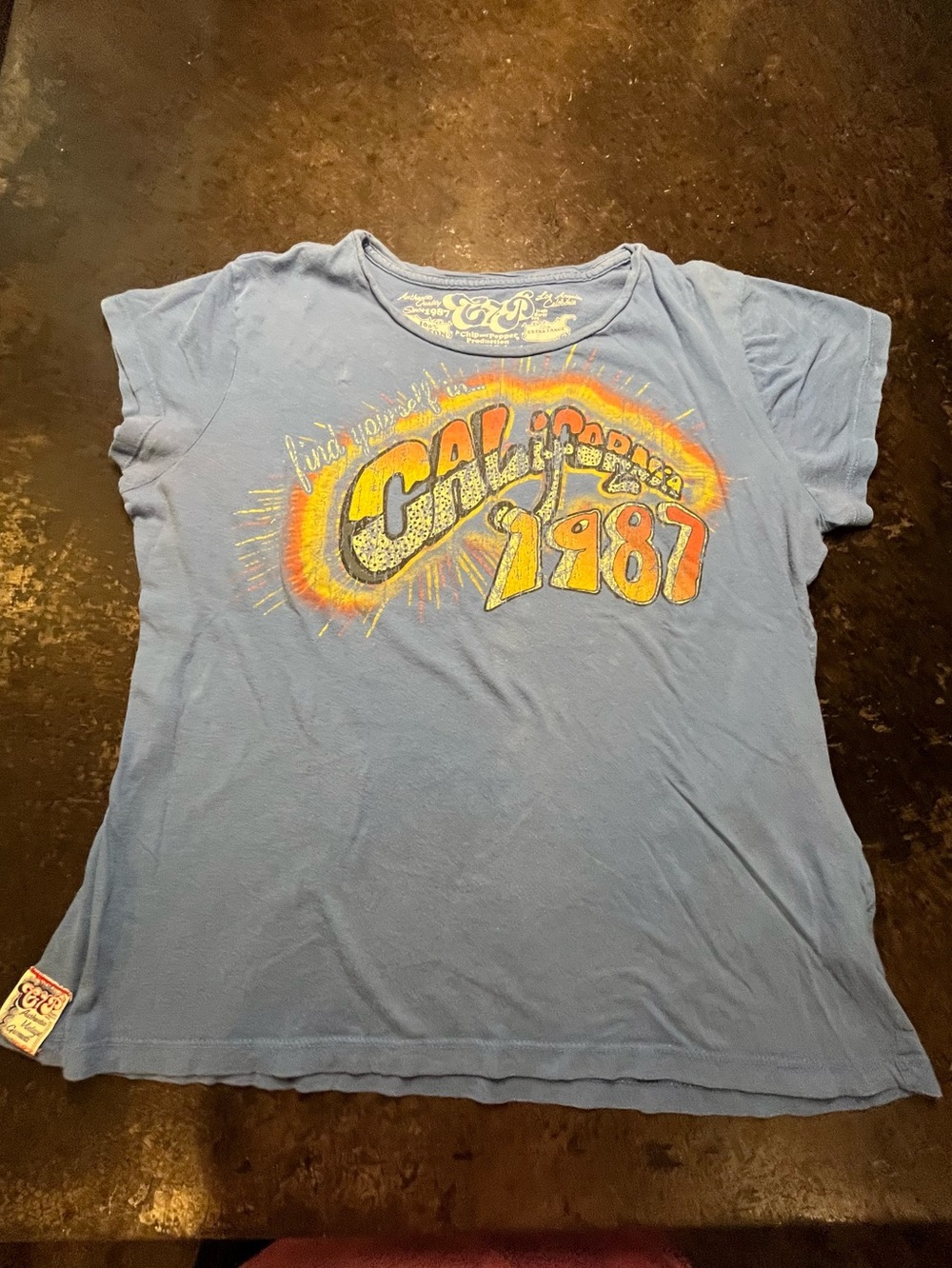 Retro Blue California T shirt, XL
